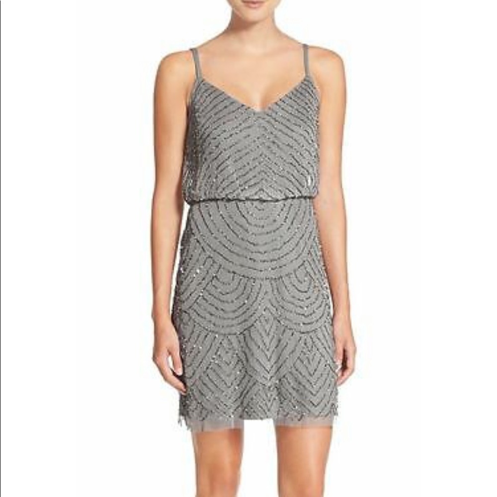 Adrianna Papell Sequin Mesh Blouson Dress NEW